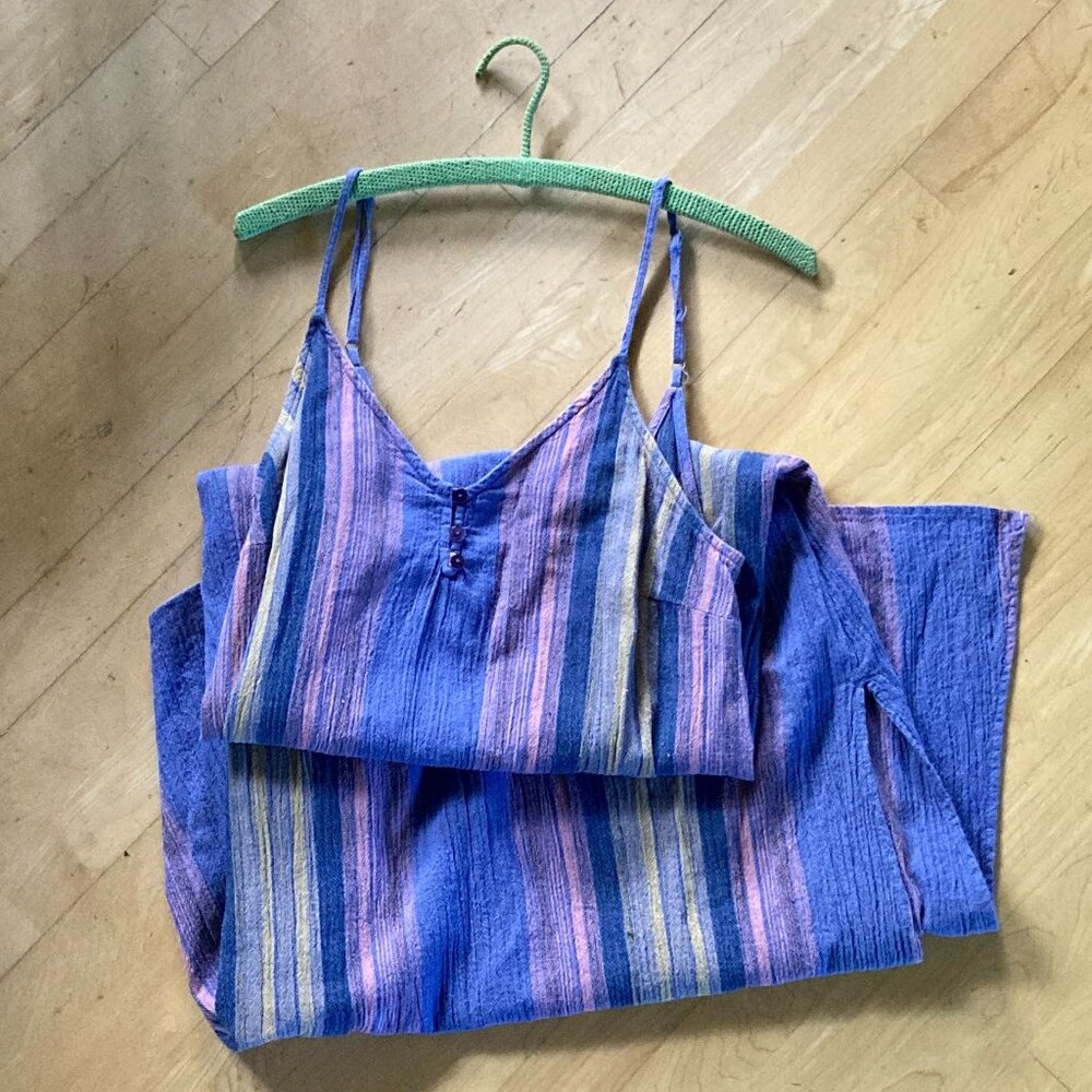 Rip Curl Maxi Dress - purple XS cotton linen blend